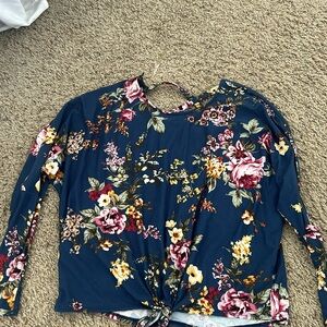 Navy blue floral Iz Byer top
